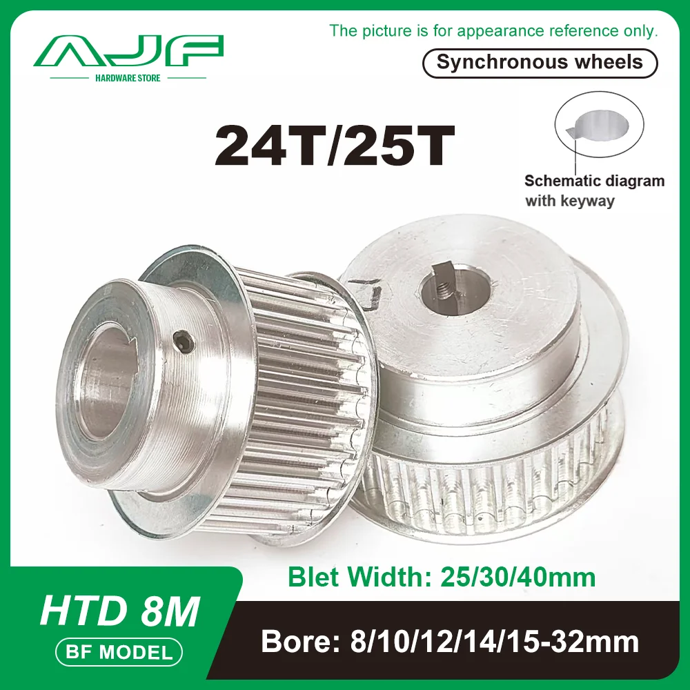 

24Teeth 25Teeth HTD 8M Timing Pulley BF Type 8M 24T 25T Synchronous Wheel Belt Width 25/30/40mm HTD Timing Belt Pulley