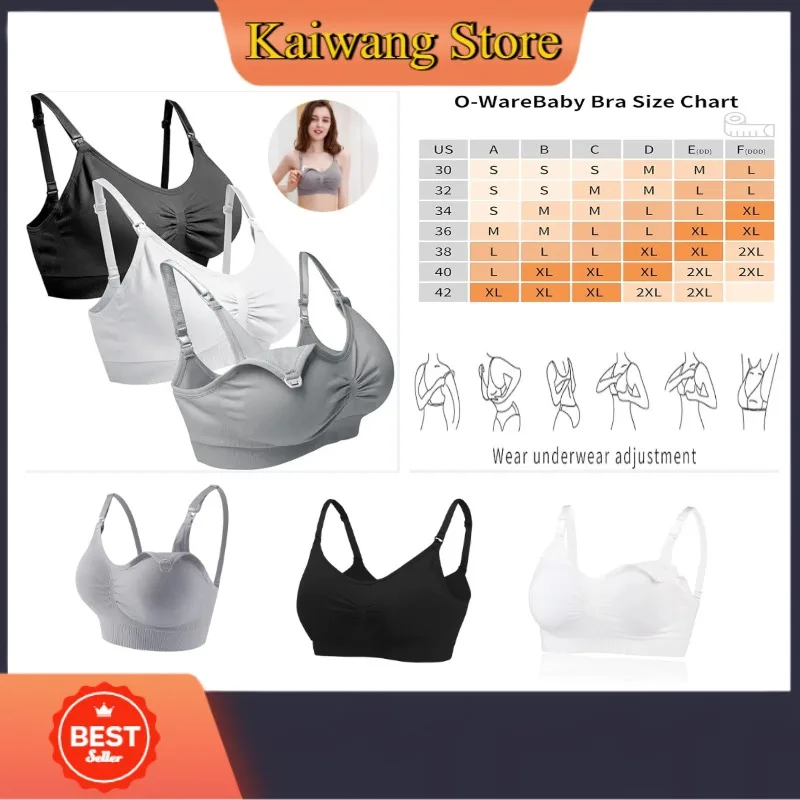 

3PCS Wire-Free Breathable Front-Opening Maternity Bras, Suitable for Nursing, Full Coverage, Comfortable and Anti-Sagging