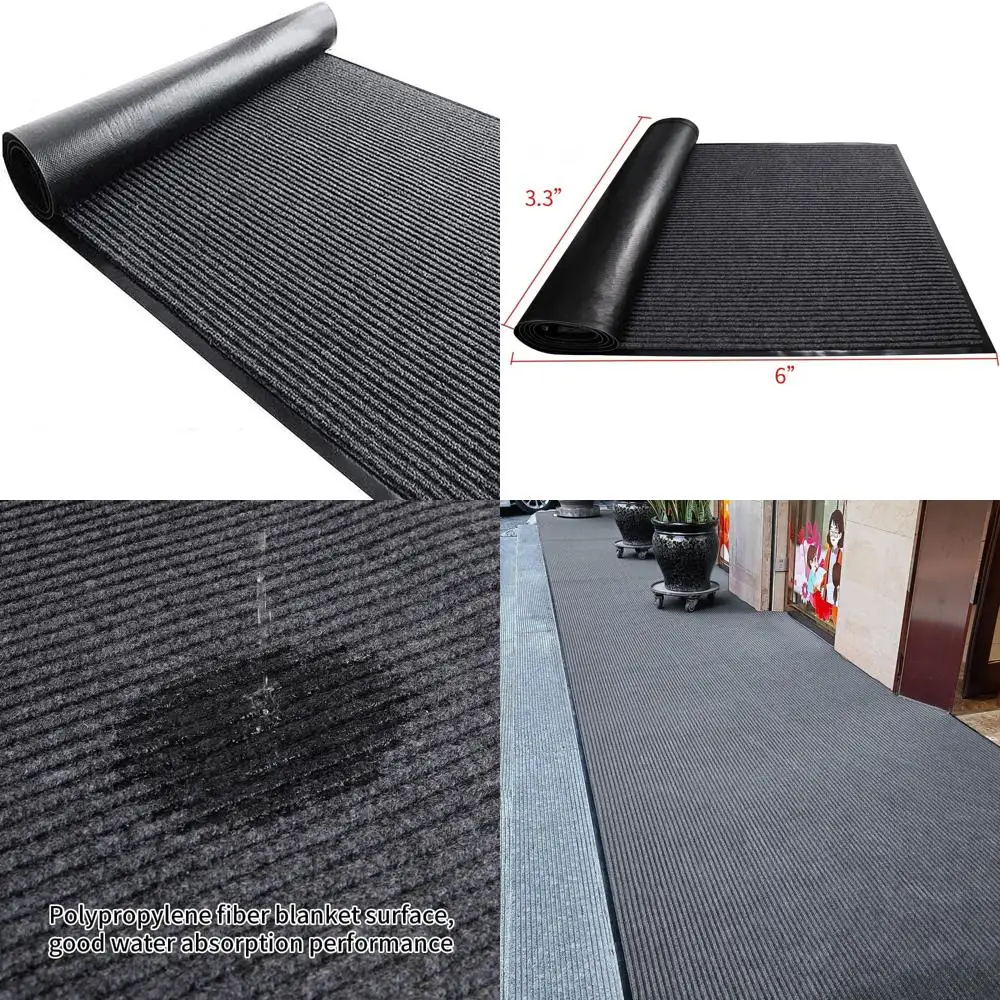 

Commercial Grade 3x6 Door Floor Mat with Brush Step for Entrance, Heavy Duty Vinyl Backed Utility Mat