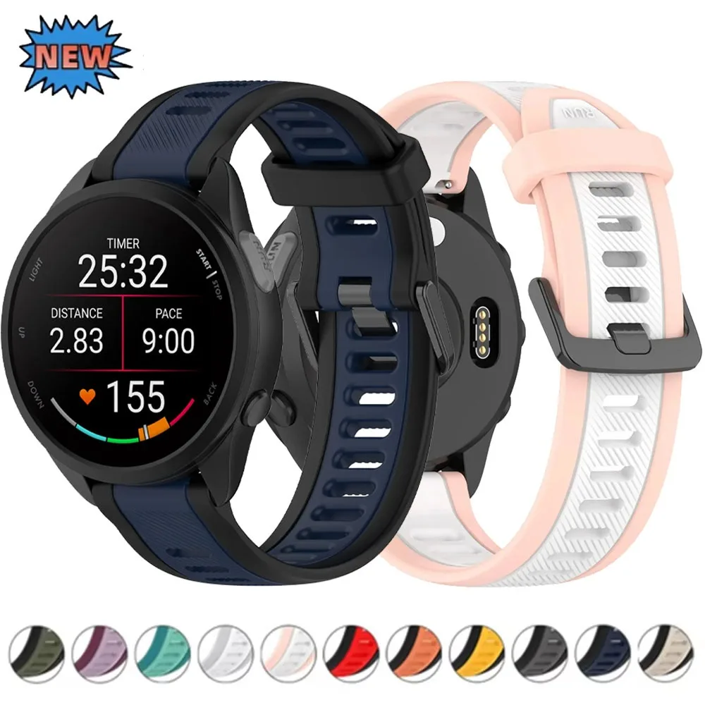22mm 20mm 18mm Texture Silicone Strap For Garmin Forerunner 570 970 265 255 165 Vivoactive 6/Venu 4 3/Active 6-5 Band Accessorie