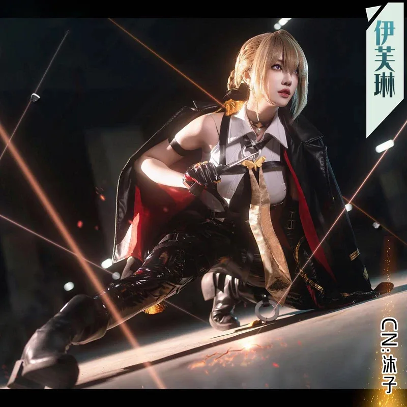 CyGames Zenless Zone Zero Evelyn Chevalier أزياء تنكرية شعر مستعار موحد سترة أغطية الرأس أقراط نجوم ليرا الهالوين للنساء