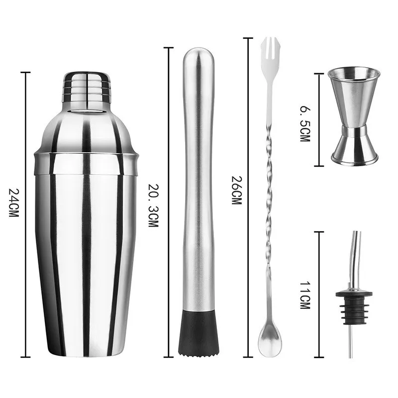 

6pcs Stainless Steel Cocktail Shaker Set - Amazon Best Seller Bartender Kit with Boston Shaker