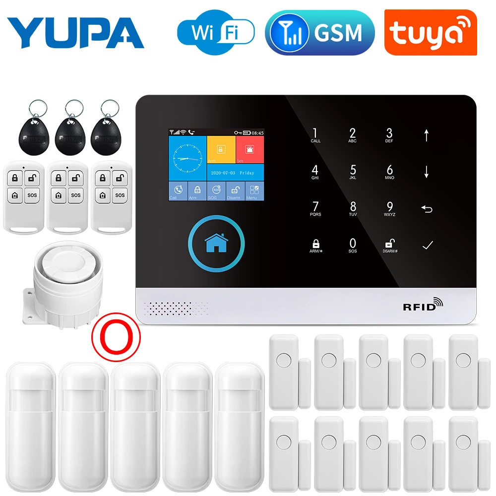 WIFI GSM Home Security Alarm System With Wireless Keyboard & Motion Sensor Burglar Anti Theft TUYA APP Remote Control Smart Kit