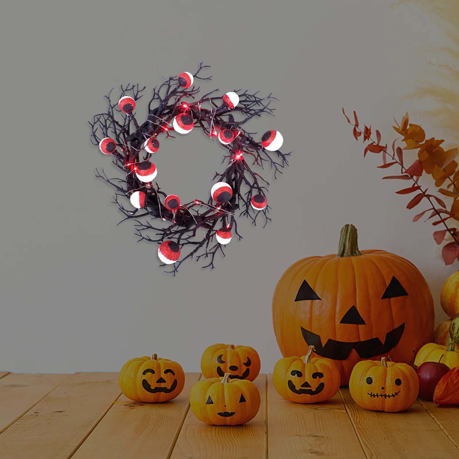 

Halloween Eyeball Garland Hanging Gothic Dead Branch Wreath Halloween Decorative Party Ornament Eyeball Garland