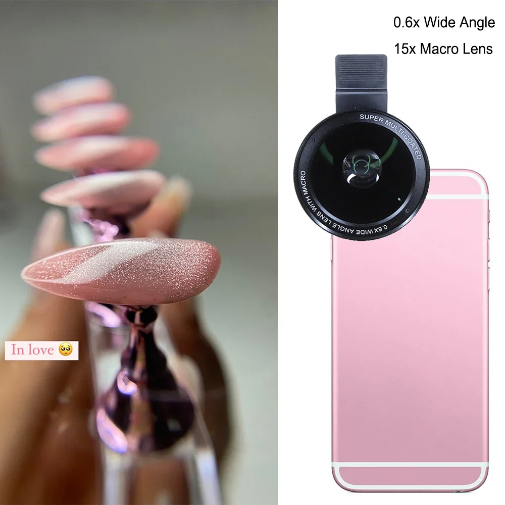 15X Macro Lens 4K HD Professional Photography Phone Camera Lens for Eyelashes Diamond Jewelry 0.6X Macro Lens for Smartphone