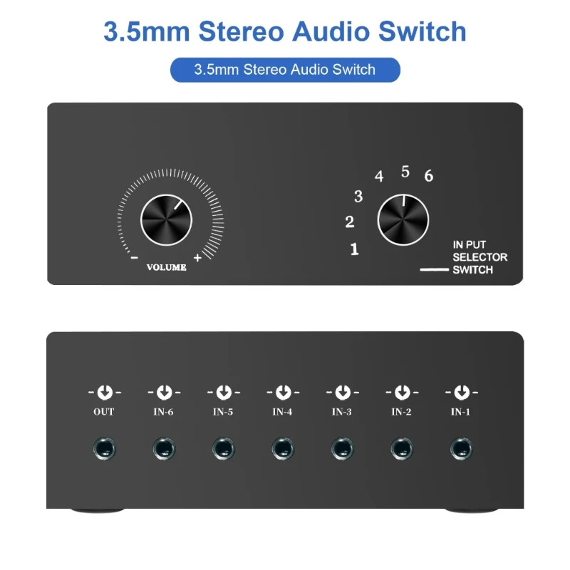 GV-AC004B 3.5mm Stereo Audio Switch Splitter Audio Share Active Speaker Audio Switch with Volume Adjustment Knob