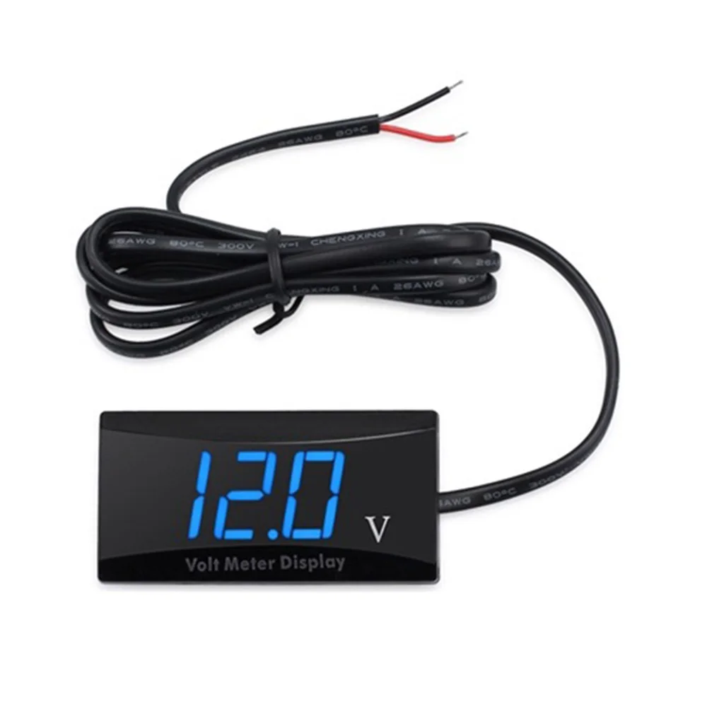 IPX6 Voltmeter DC 8-16V LED Display Digital Waterproof Panel Volt Voltage Meter Tester 12V For Car Motorcycle Measuring Tool