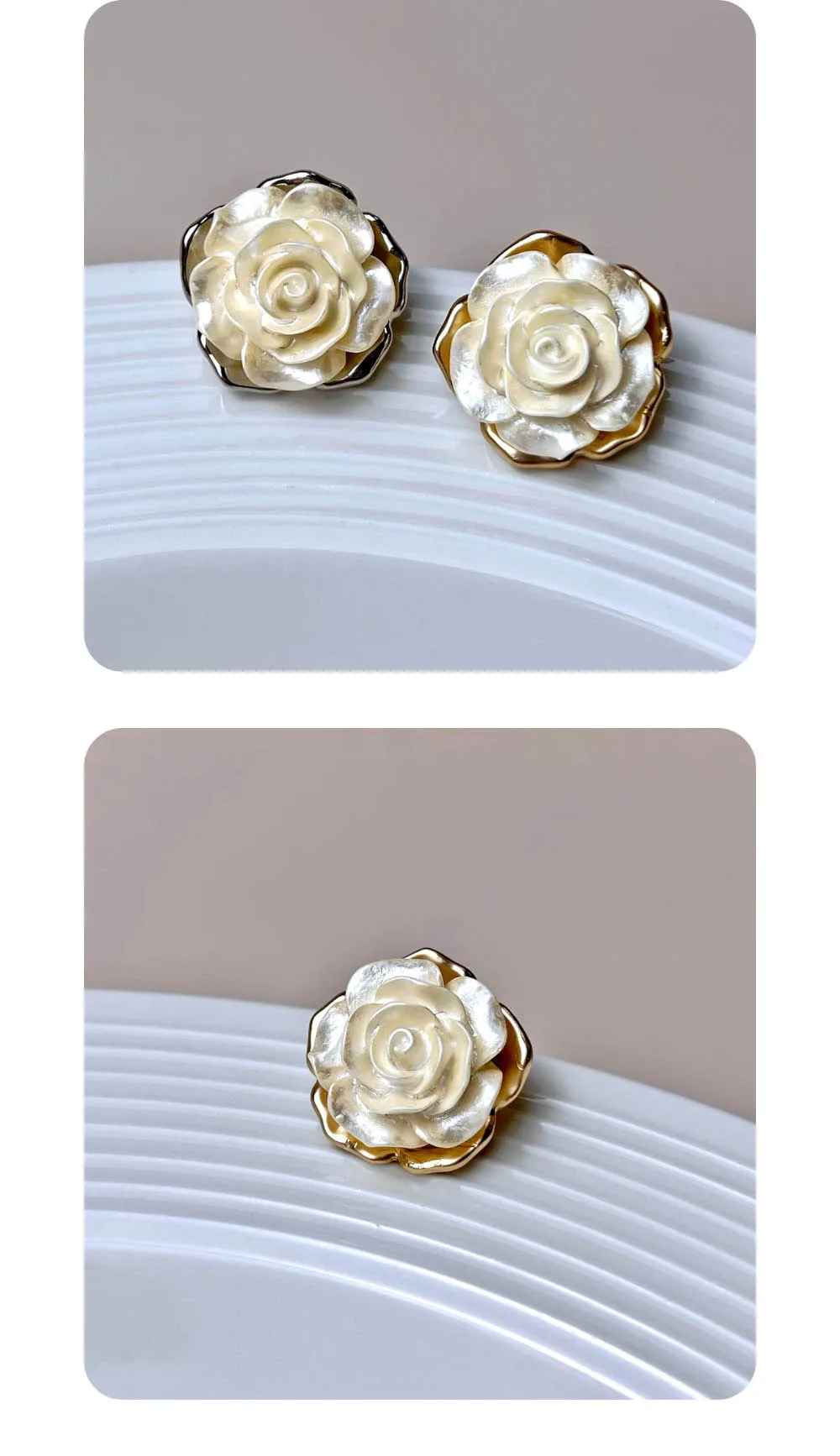 10 Stück Metallknöpfe zum Nähen, Kleidungszubehör, DIY-Handwerk, dreidimensionale Rosen-Dekorationsknöpfe, Knöpfe in Blumenform, 18 mm/23 mm – Detail 2