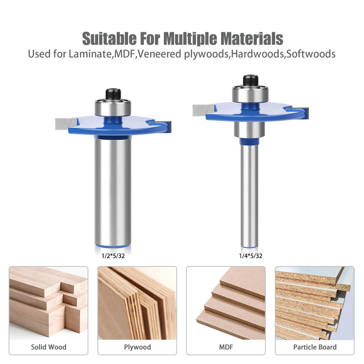 1pc 1/4in 1/2in 6mm 12mm Shank T-Sloting Router Bit With Bearing T Type Rabbeting Wood Milling Cutter Woodworking Tool