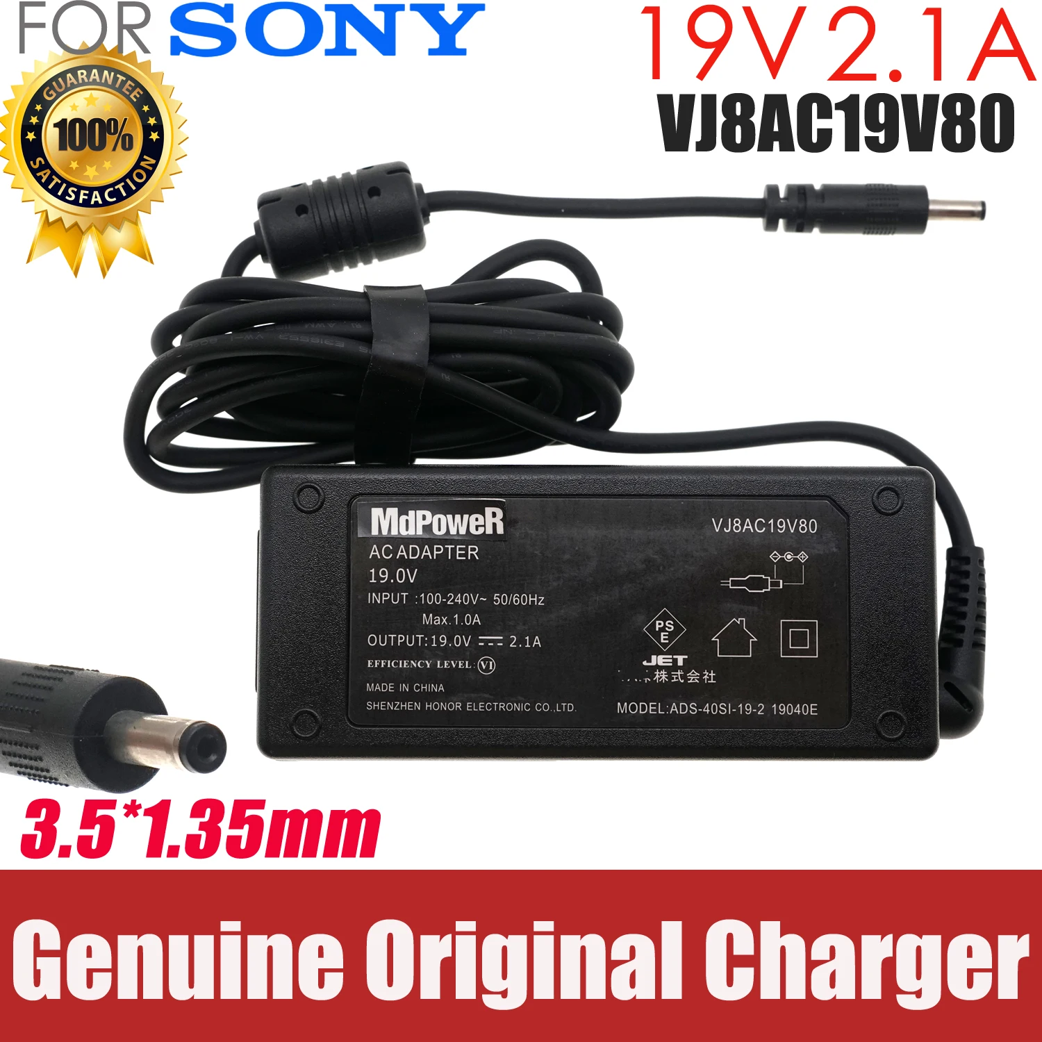 

Genuine 19V 2.1A 3.5*1.35mm VJ8AC19V80 FOR Sony Vaio FL15 Laptop AC Adapter Charger ADS-40SI-19-2 19040E
