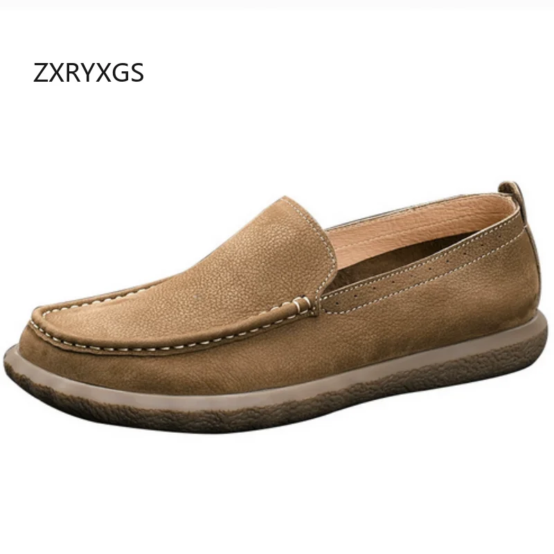 

ZXRYXGS 2025 New Autumn Men Genuine Leather Shoes Casual Sneakers Comfortable Soft Sole Flat Shoes Man's Large Size Trendy Flats