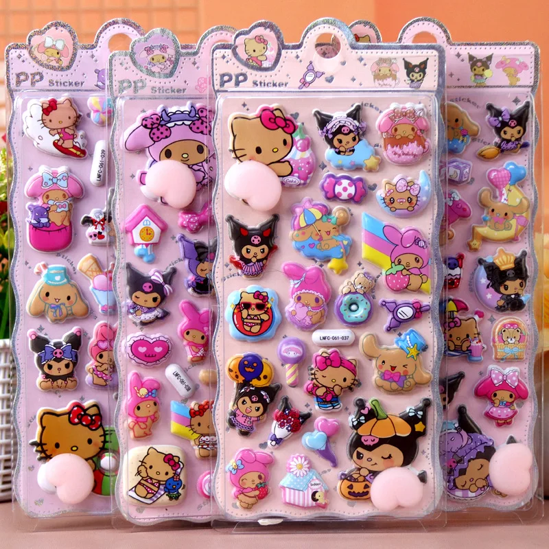 かわいいサンリオハッピーお尻ステッカー漫画ソフトピンチ子供用減圧3Dバブルステッカー電話ケースデコレーション@