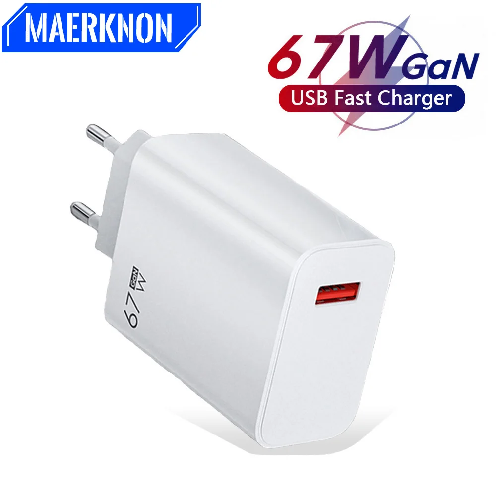 

For iPhone 13 pro max 67W GaN USB Charger mobile phone quick charge plug For Samsung S22 Xiaomi 12 fast charging Wall Adapter