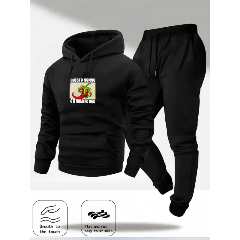 طقم هوديي أسود، سويت شيرت مطبوع عليه It's Not Sweatshirts and Joggers للارتداء الكاجوال، وصالة الألعاب الرياضية، والملابس اليومية #3