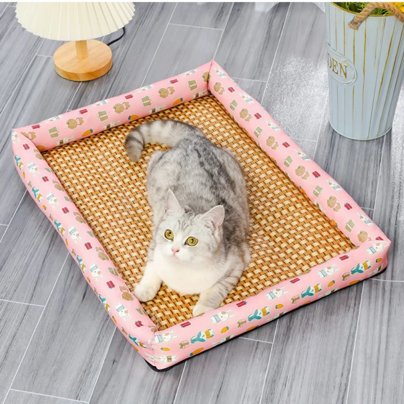 Summer Pet Bed Cooling Dog Mat House Cat Bed Ice Pad Dog Sleeping Nest For Small Medium Large Dogs Square Nest Pet Kennel