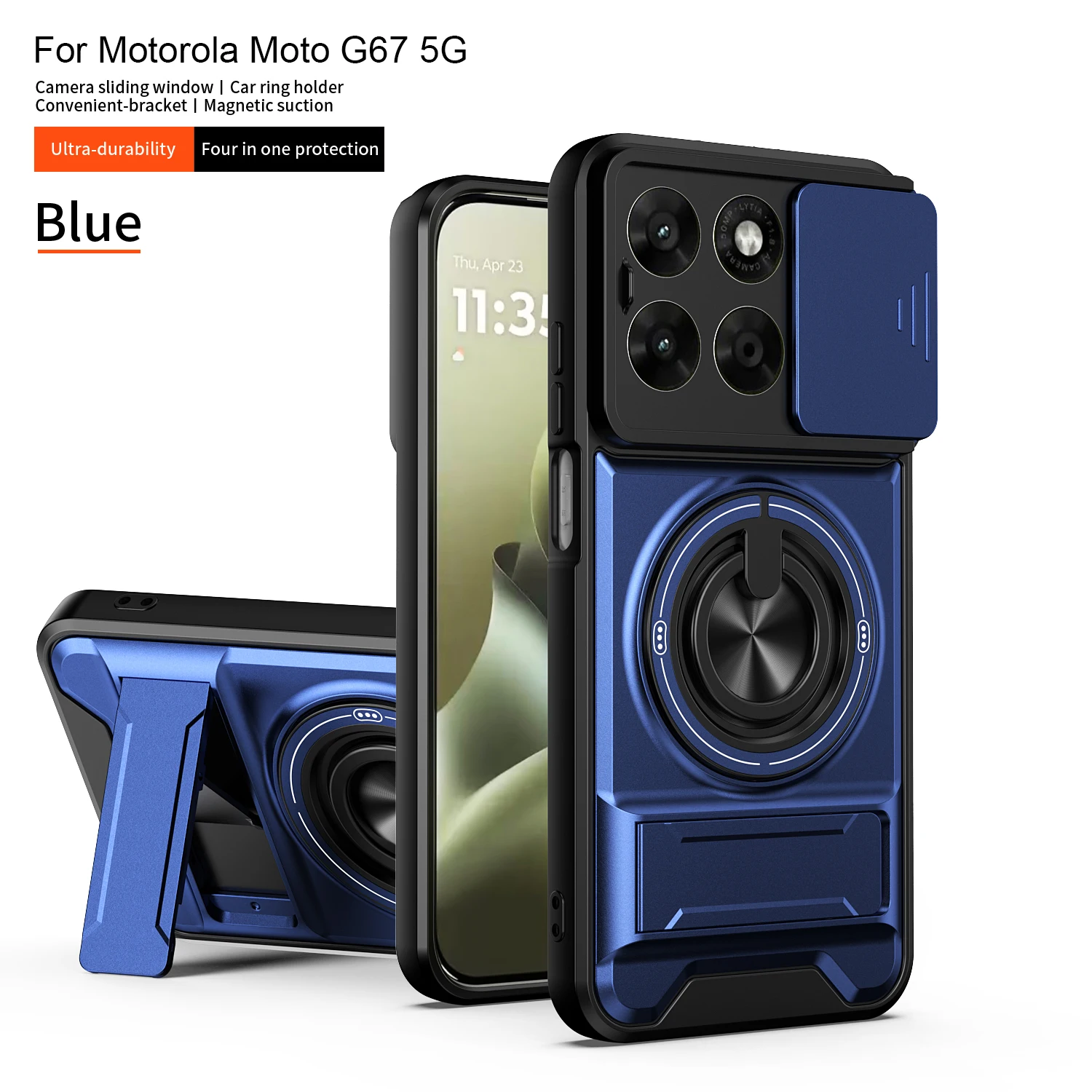 Für Motorola G75 Hülle Moto G67 Cover Moto G77 G75 Handyhülle Magsafe Magnetischer Klapphalter Militärischer Panzer-Kameraschutz – Detail 17