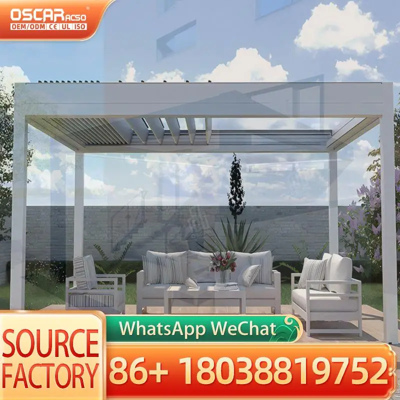 12x19 Patio Pergola with 2 Louvred Roofs UVResistant Waterproof Curtains Nets pergolas