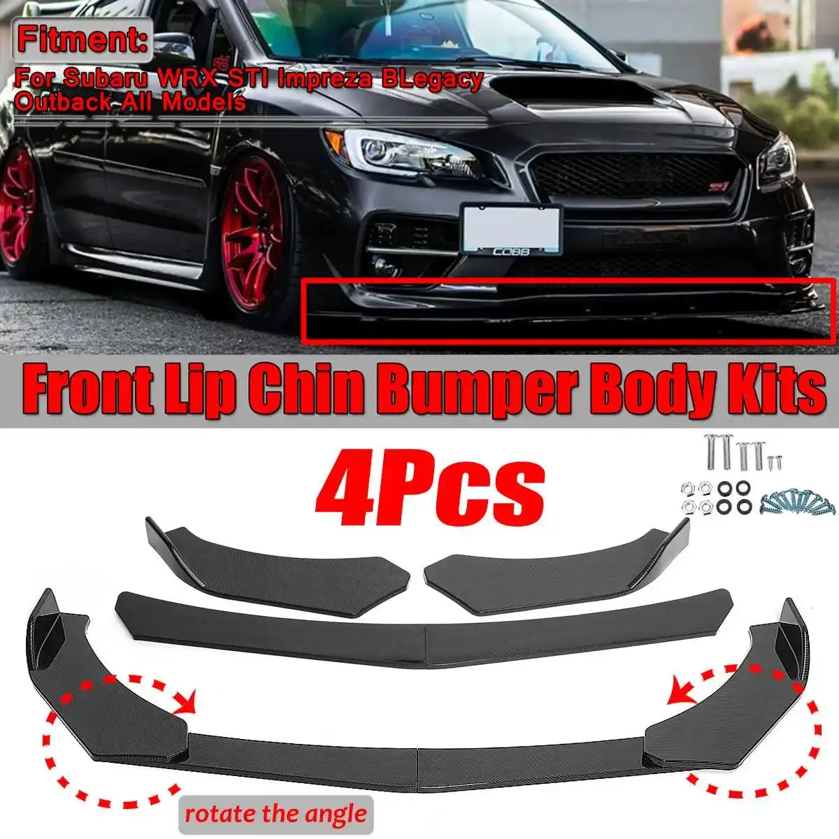 

4PCS Universal Car Front Bumper Lip Chin Bumper Spoiler For BMW For Audi For Subaru WRX STI Impreza BRZ Legacy For VW For Golf