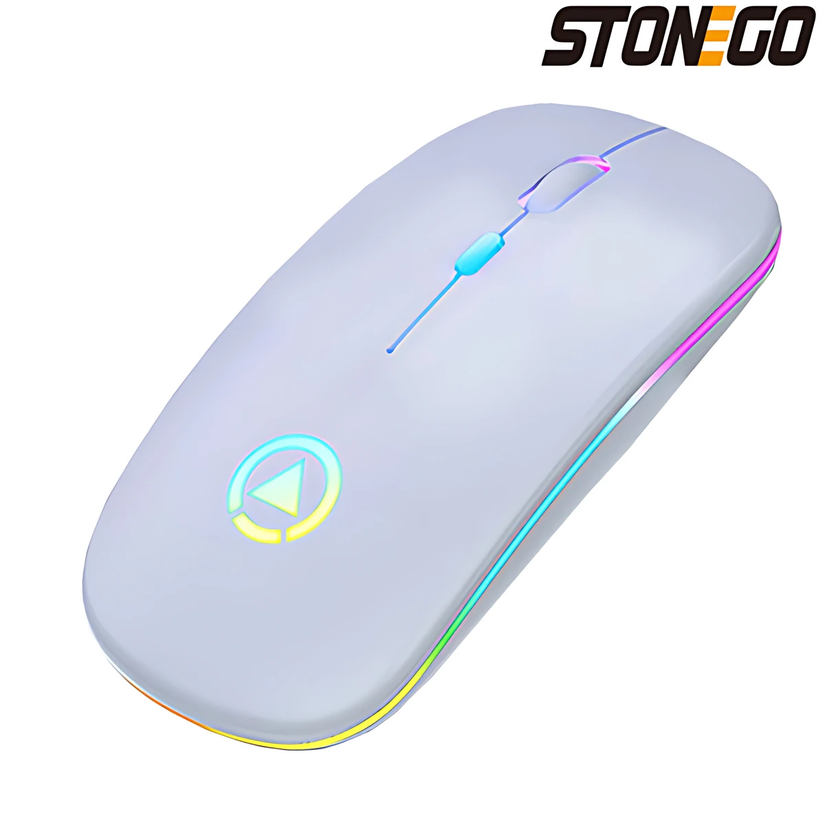 STONEGO 1PC 2.4GHz Ultra-thin Noiseless Optical Portable LED Multi-color Light Wireless Mouse for Tablets Laptops Computers