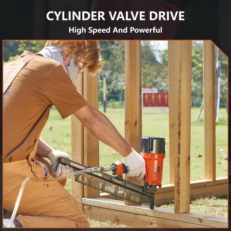 أداة إطارات عالية السرعة، مسدس أظافر بتأطير هوائي 21 درجة، إطار كامل الرأس من البلاستيك المطلي بطول 2 بوصة حتى 3-1/4 بوصة #4