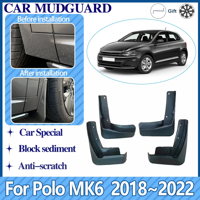 

Mudguards For VW Volkswagen Polo MK6 AW BZ 2018~2022 2019 Hatchback Anti-splash Mudflaps Fender Mud Flaps Splash Car Accessories