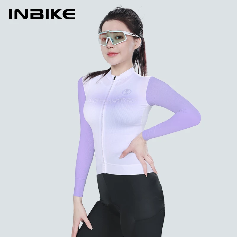 INBIKE Long Sleeve Cycling Jersey Summer Professional Slim Cycling Jersey Women's Breathable Cycling Jersey Full Zip