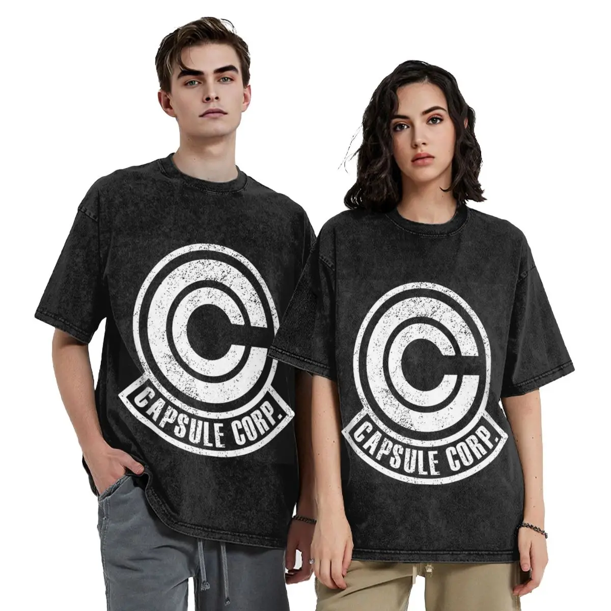 Capsule Corp Hip Hop Short Sleeve T-Shirts Washed Tops Tees Streetwear T Shirt Harajuku for Men Women