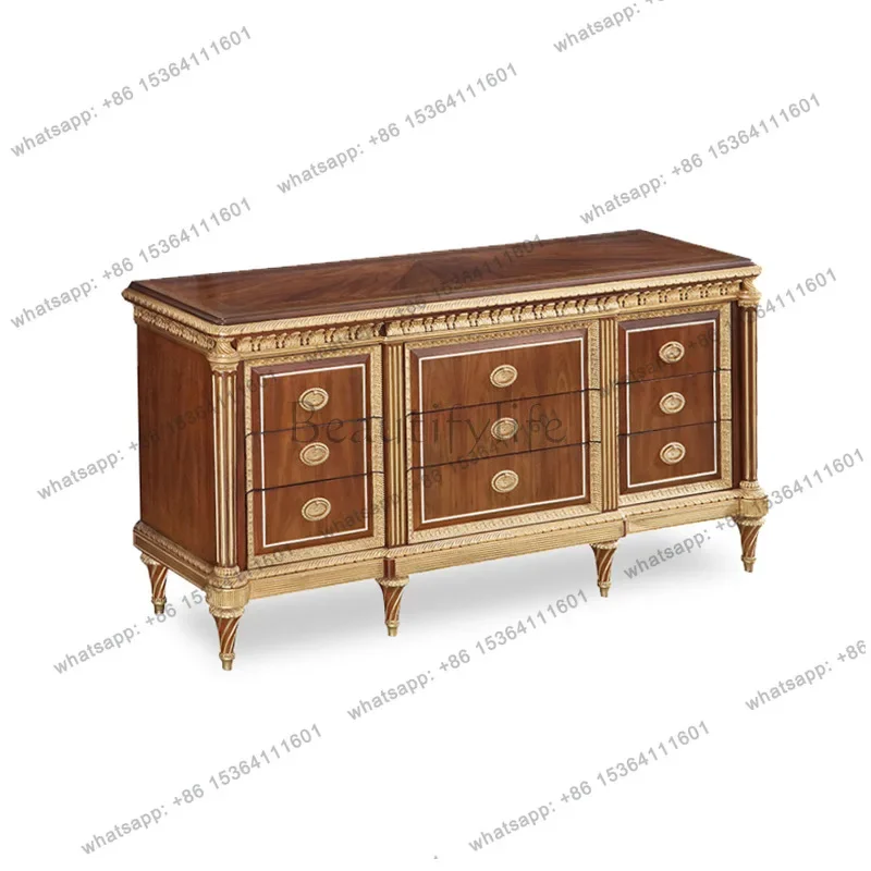 02Neoclassical English double bed villa fabric 1.8 meters soft bag double bed master bedroom
