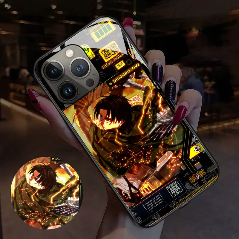 Top Anime Hot Blood Smart Luminous Phone Cases For Samsung S23ultra S22plus S21FE S20 A52 A53 A54 Note20 Note10 Titan Phone Case