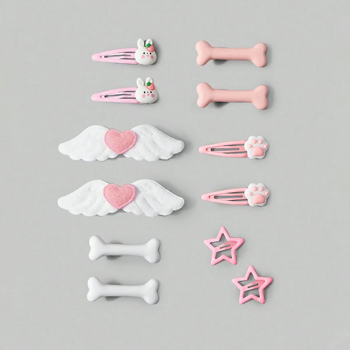 12 handgefertigte schwarze Haarspangen im Punk-Stil, Y2K Kreuz-geometrische Katzenpfoten-Horn-Elemente, Cartoon-Entenschnabel-Clips, BB-Clip-Haaraccessoire – Detail 6