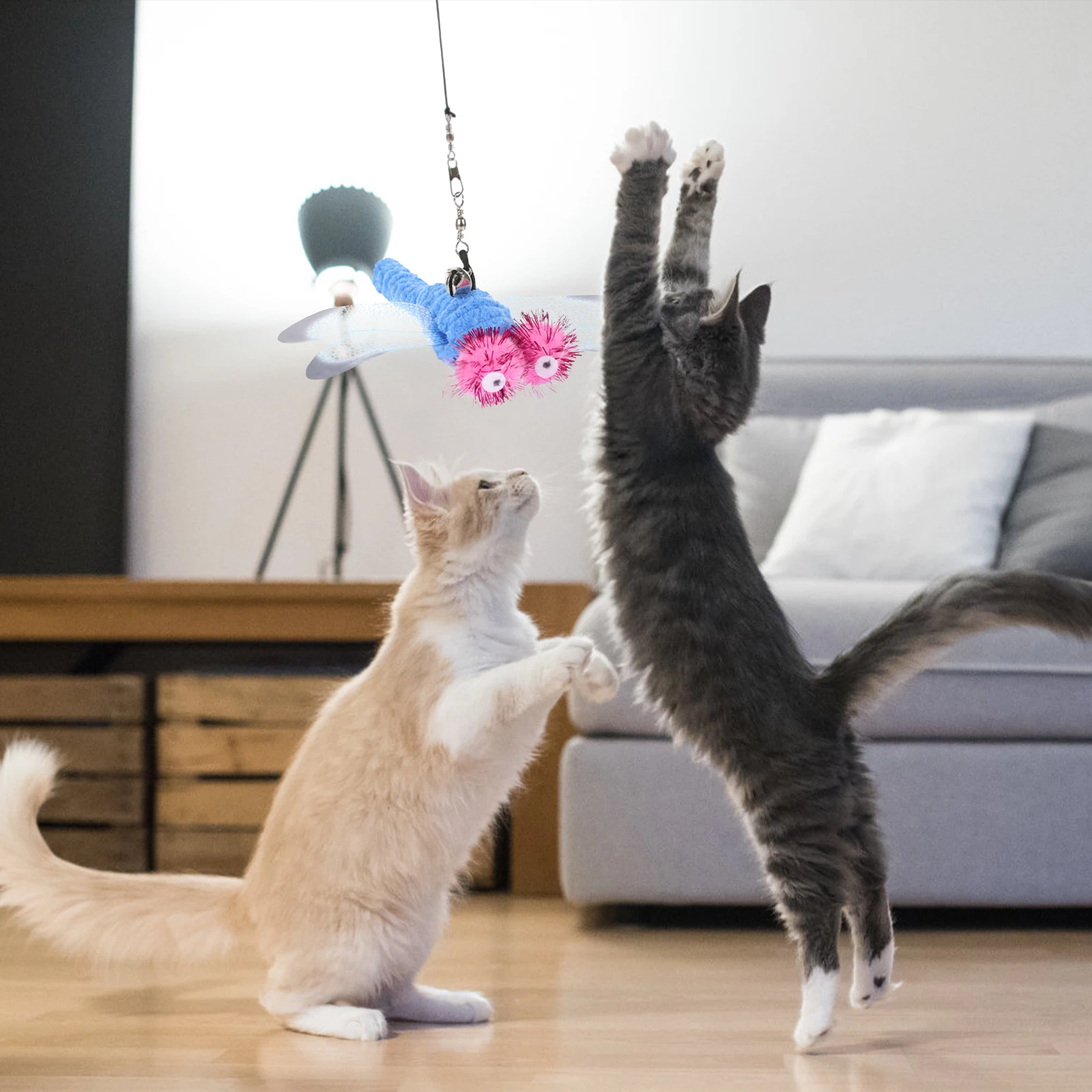 

5Pcs Cat Teaser Wand Heads Dragonfly Shape Refills Easy to Attach Detach for Interactive Play with Kitten Pet Owners