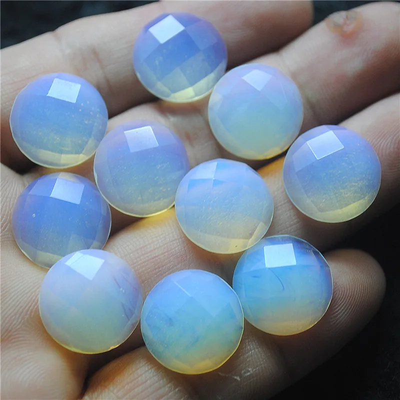 10PCS Natural Faceted Opal Glass Cabochons Size 16MM DIY Jewelry Accessories For Metal Base Sticker Good For JEWELRY DESIGNS