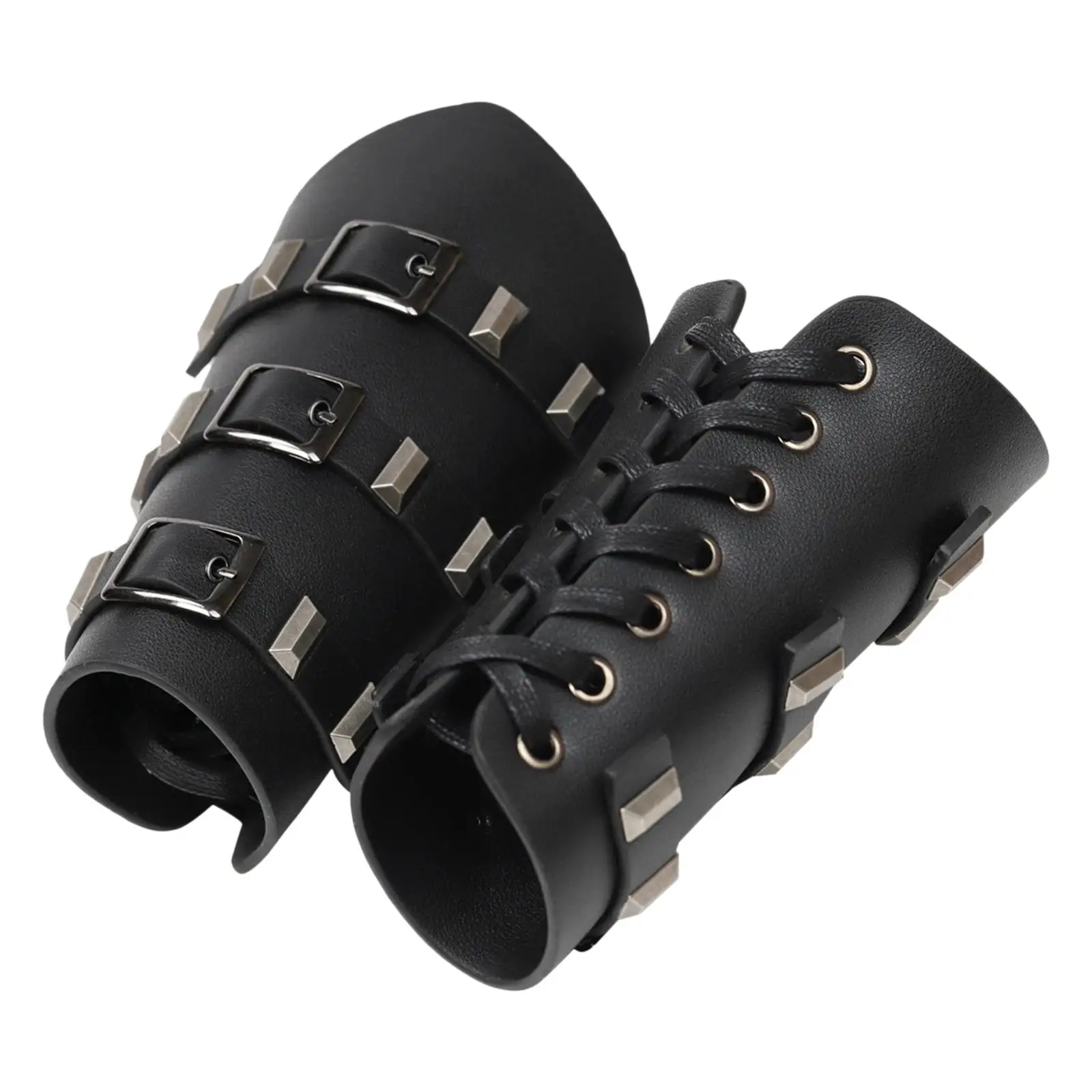 Braçadeiras de braço de couro sintético vintage com fivela de manopla unissex para apresentações de palco de Halloween