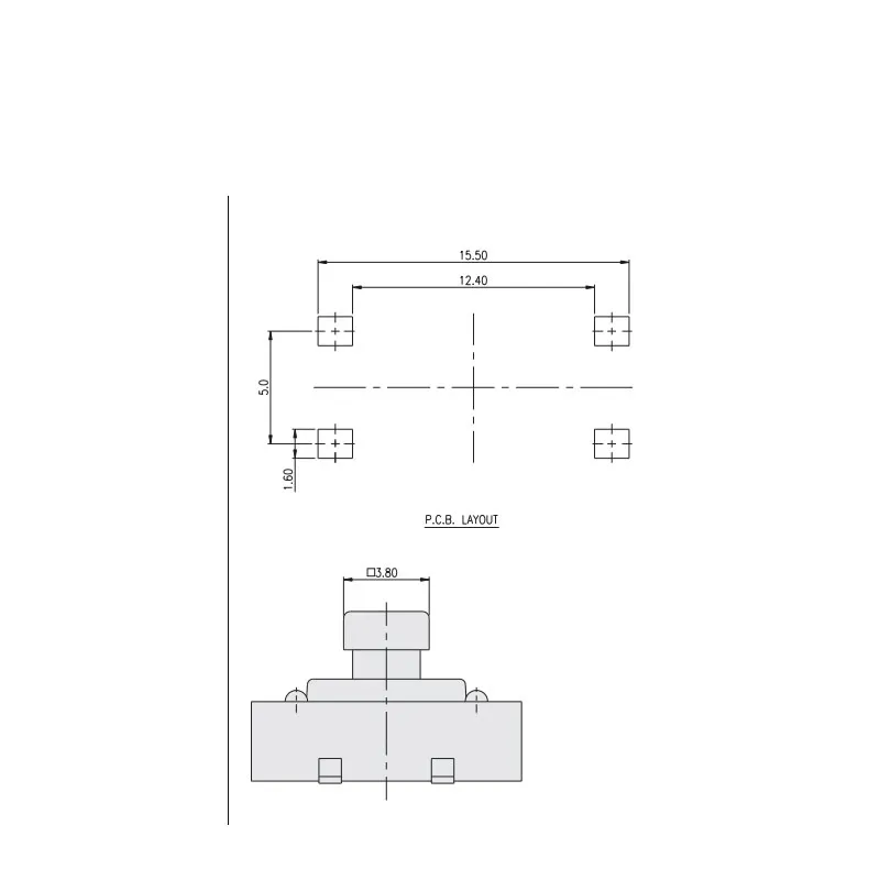 زر تبديل طرف مربع ، مفتاح اللمس ، DIP ، 12x12x x ، SMT ، 4Pin ، 8 في اللوت