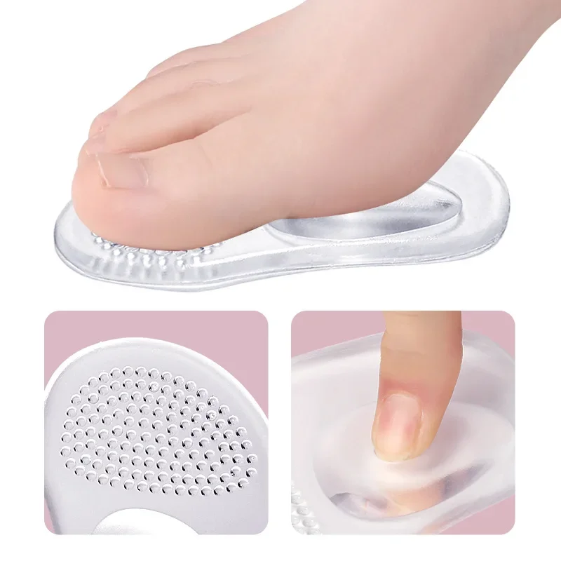 2Pcs Heels Forefoot Pads Relieve Pain Orthopedic Insoles Silicone Cushion Sandals Foot Care Products GEL Non-slip Shoes Pad