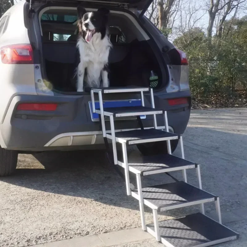 Escalera plegable de plástico antideslizante para mascotas, escalones grandes para perros