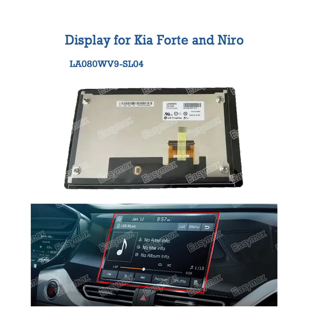 LA080WV9-SL04 8“ LCD Display for Kia Forte and Niro Uconnect Radio Navigation GPS Repair