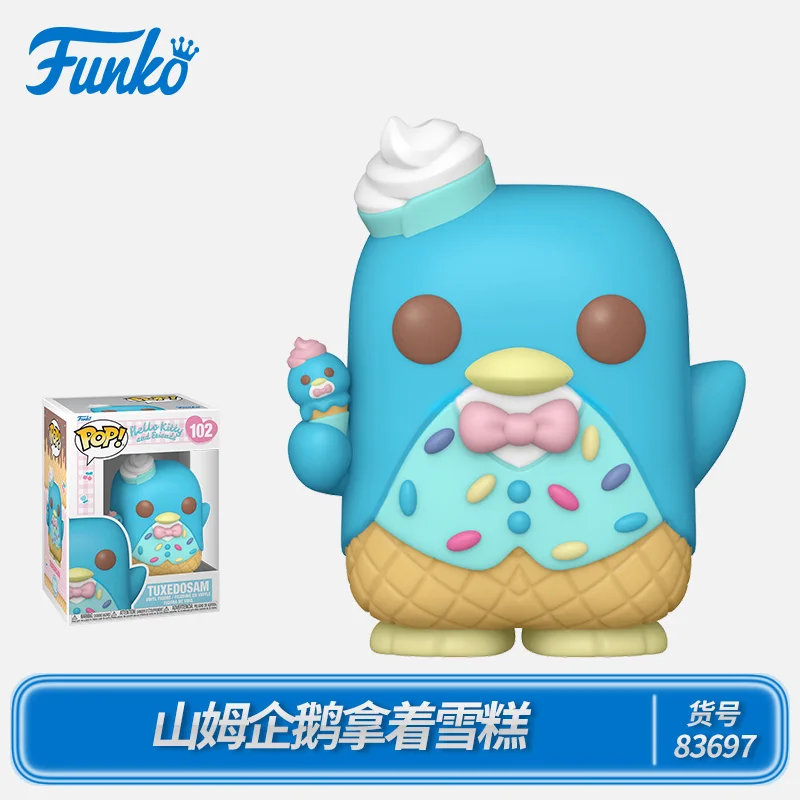 

Sanrio Funko Pop Hello Kitty Cinnamoroll Kuromi My Melody Tuxedo Sam with Ice Cream Peripheral Figurines Collectible Ornaments