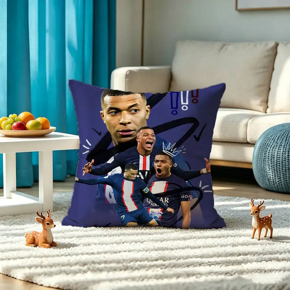 The Speed Demon Kylian M-Mbappe Square Double-Sided printed Pillow Case Bedroom Bedside Pillow Sofa Cushion Cover