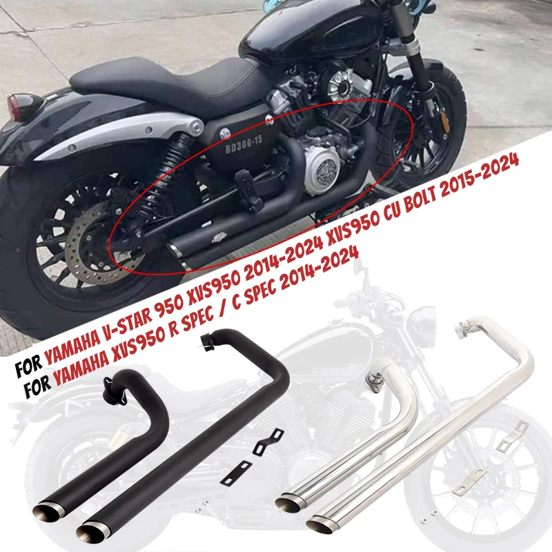 

Motorcycle Exhaust Full System For Yamaha Bolt 950 V-Star XV950 XVS 950 R/C SPEC Exhaust Complete Front Link Pipe Black/Silver