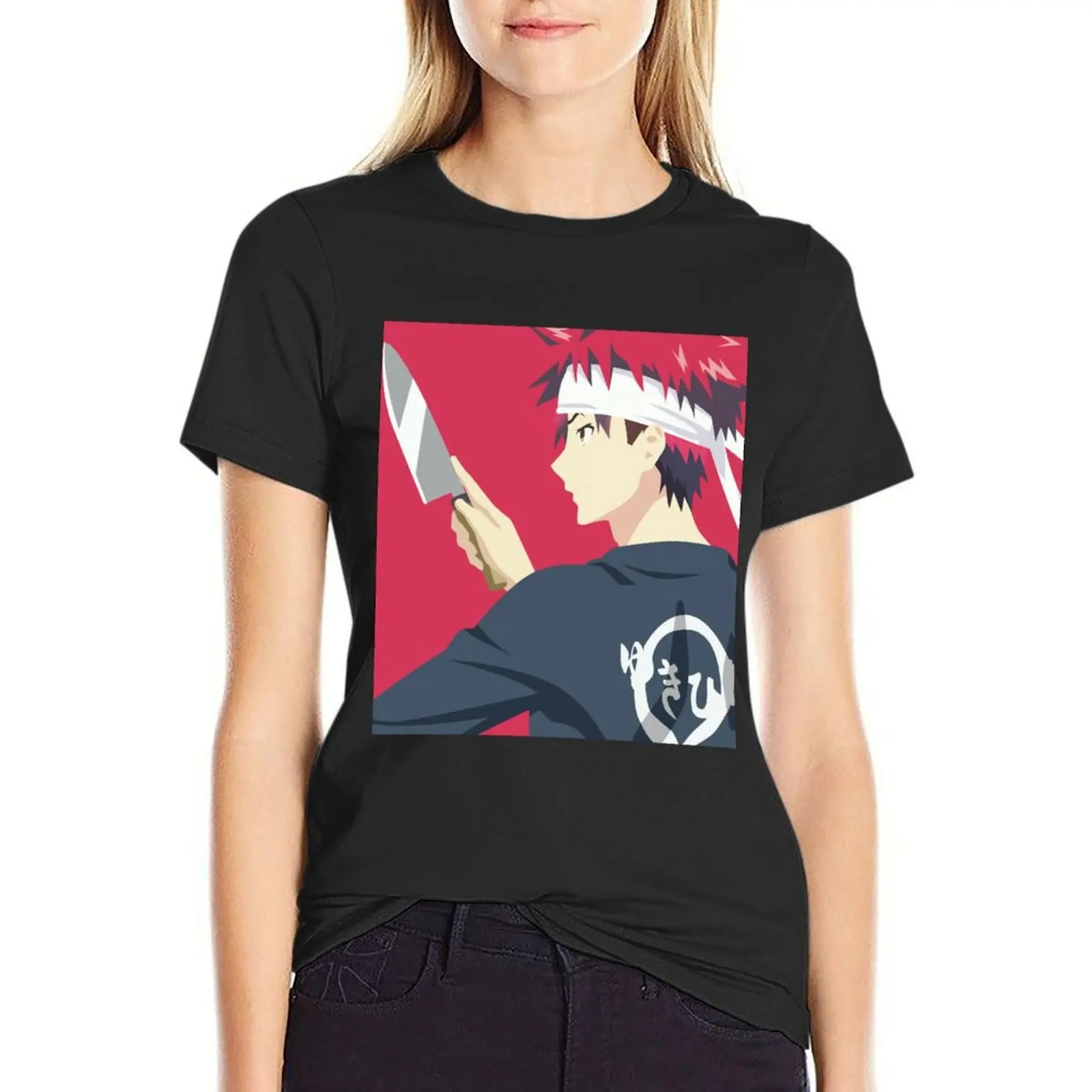 anime cook with redhair T-Shirt quick-drying kawaii clothes blanks tshirts woman