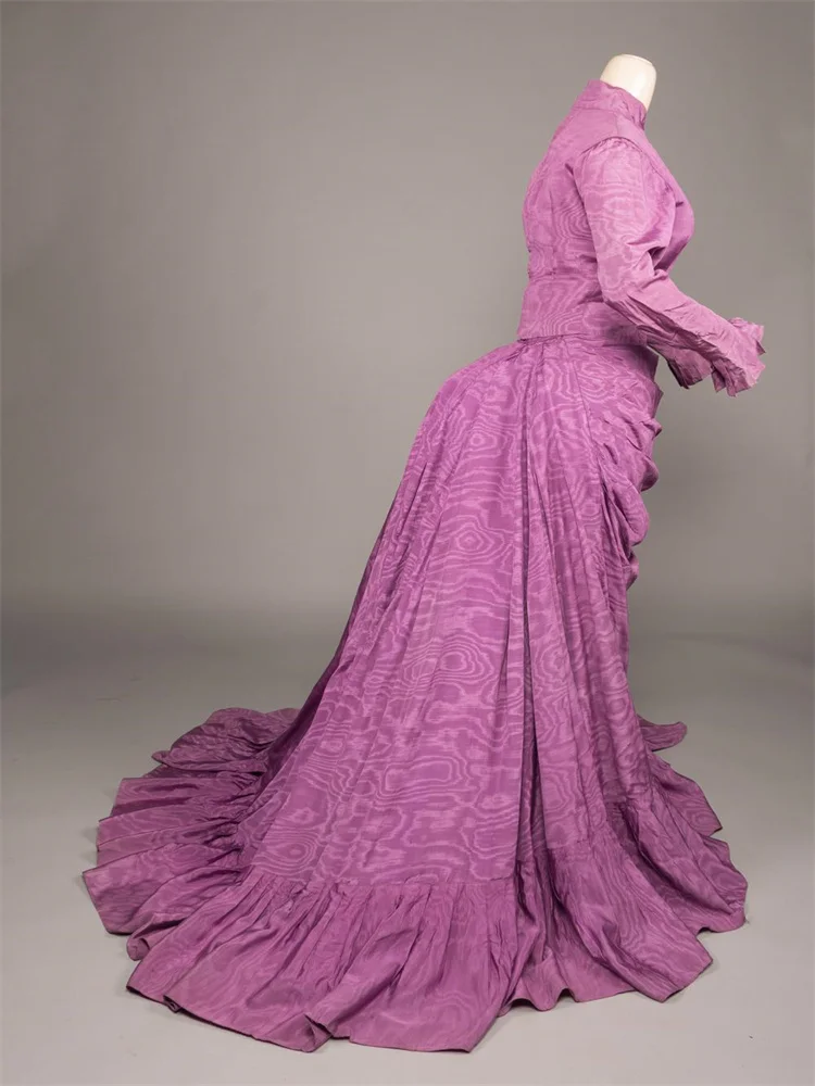 

18-е женское эдвардианское фиолетовое шелковое послеобеденное платье, ретро-исторический костюм, нарядное платье