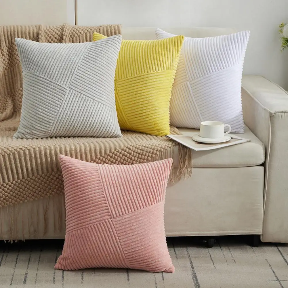 

Текстурированная наволочка в стиле бохо, вельветовая полосатая лоскутная наволочка 18x18 дюймов, чехол для подушки в деревенском стиле для кровати, гостиной