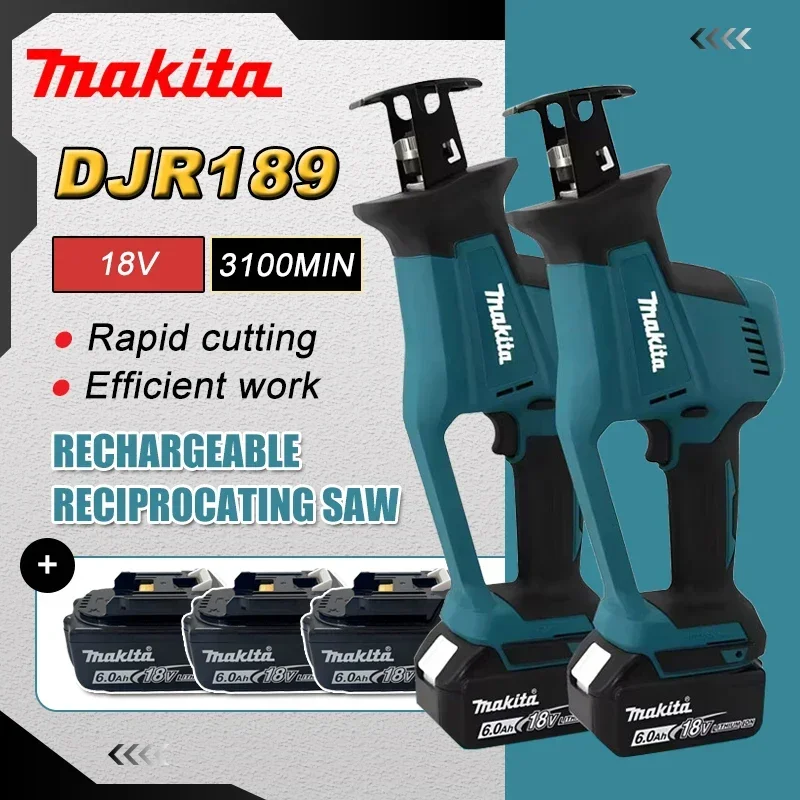 

Аккумуляторная сабельная пила Makita DJR189, бесщеточная, перезаряжаемая, для резки дерева и металла, портативная, 18В