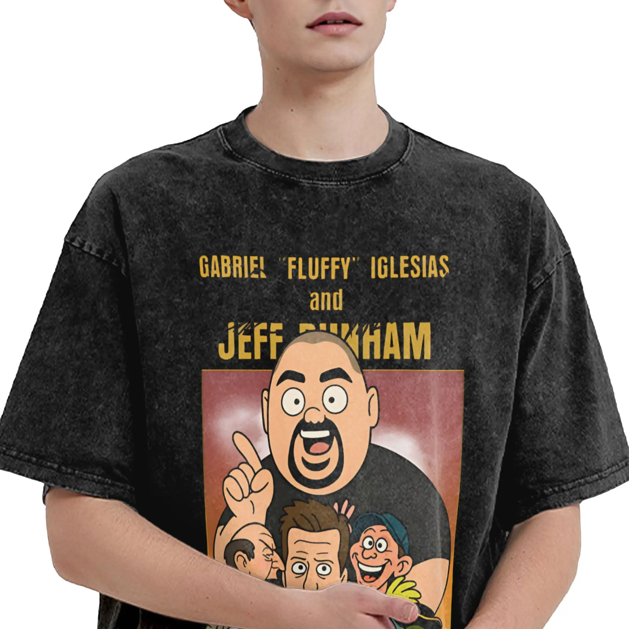 ガブリエル・イグレシアス ジェフ・ダンハム アレガン郡ウォッシュドTシャツ メンズ Y2K ファンコットンTシャツ サマーデザイン オーバーサイズ服