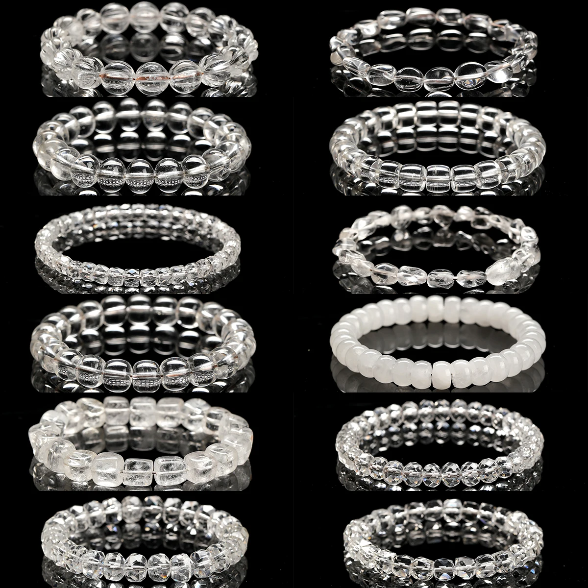 7A Natural Clear Quartz Faceted Abacus Wheel Bead Bracelets Unisex Stretch Band Balance Mindfulness Clarity Stone Jewelry Gifts