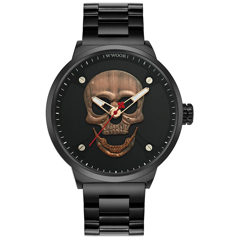 Hot Fashion Skull Watch Men Sports Watches Top Brand Luxury Stainless Steel Waterproof Quartz Wristwatches Male Creative Clock