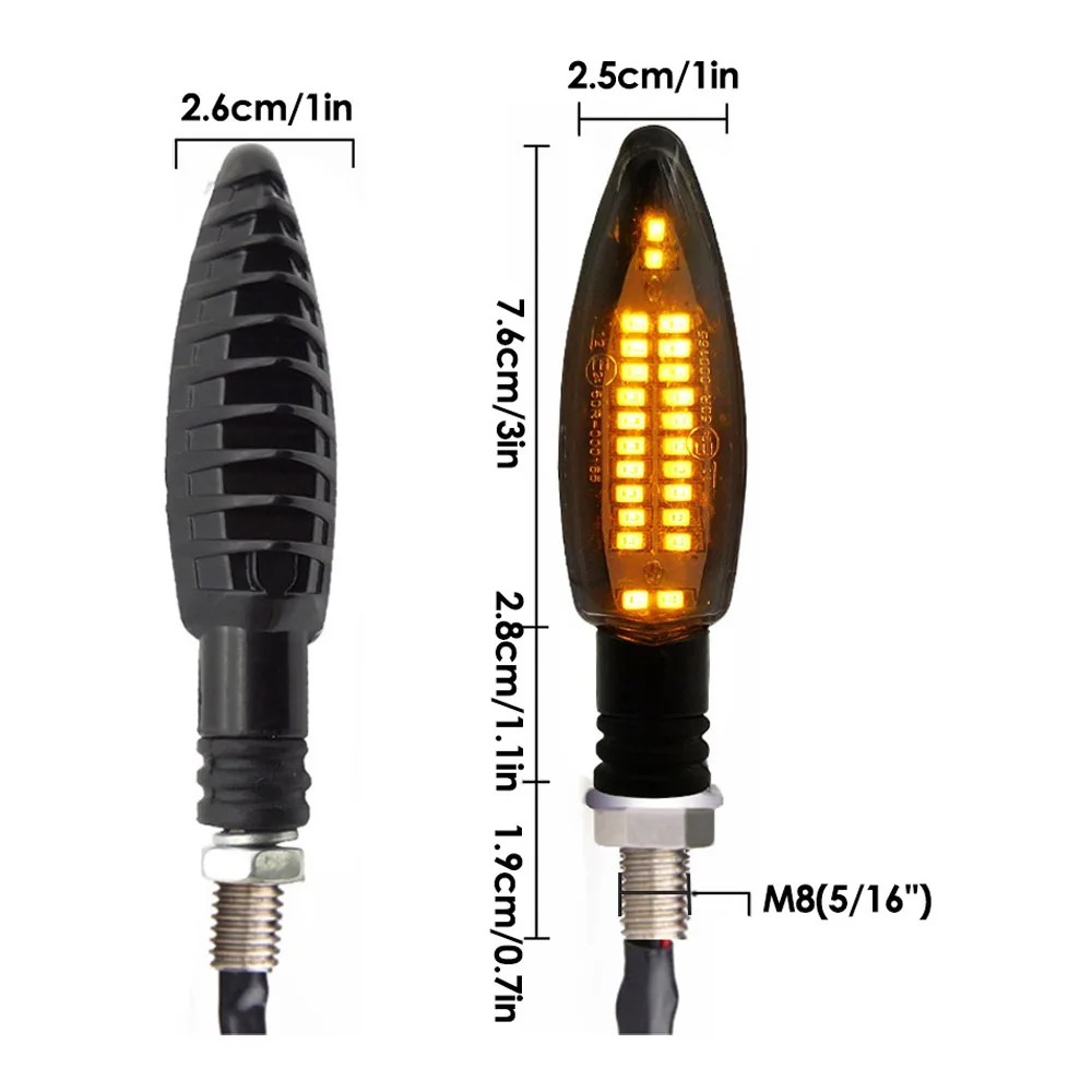 4PCS Universal Motorcycle Turn Signal Light 12V 24Led Motorbike Flowing Water Blinker M8 Motorcycle Flashing Lights Signal Lamp