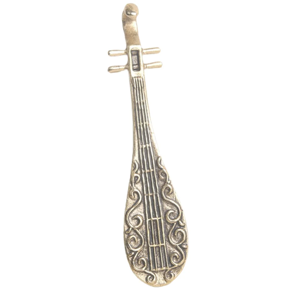 

Copper Pipa Ornaments Musical Instrument Decor Adornment Small Lute Desktop Elegant China Brass Chinese Decoration