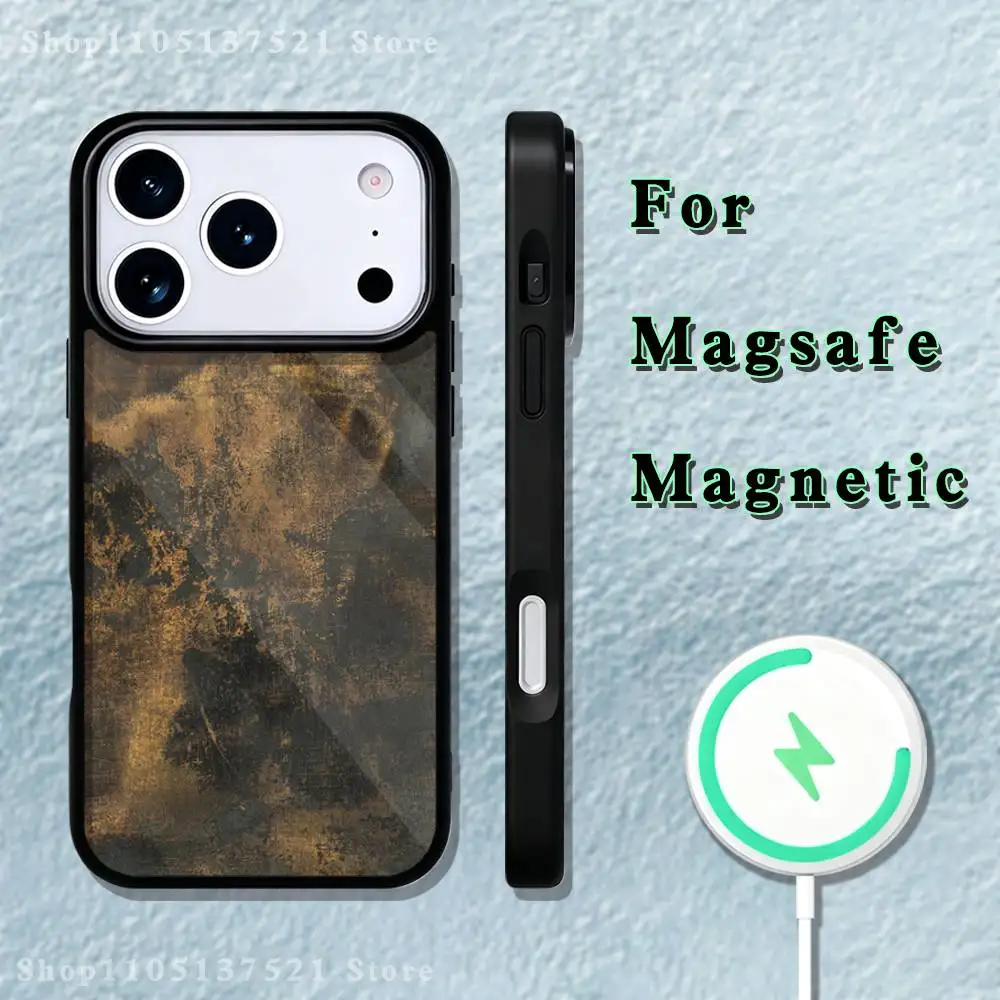 เคสโทรศัพท์สไตล์เรโทรอินดัสเทรียลสีสนิม สำหรับ iPhone 17,16,15,14,13,12,11,Pro,Max,Plus,Mini,SE4,E รองรับการชาร์จไร้สายแบบแม่เหล็ก Magsafe
